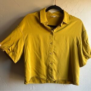 COS Mustard Minimalist Boxy Button Up Scandinavian Chic Sz 4
